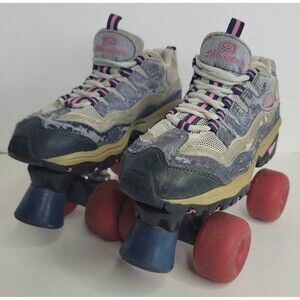 Vintage Sketchers Sport Roller Skates Women's Size 5 Pink Blue Retro Sport Fun